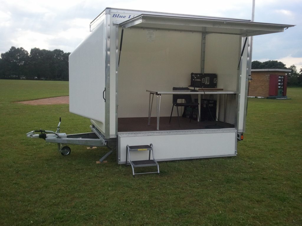 Small open front trailer for sporting events