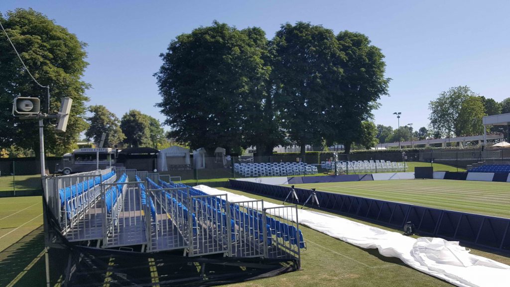Tiered Seating ready for a Tennis Tournament